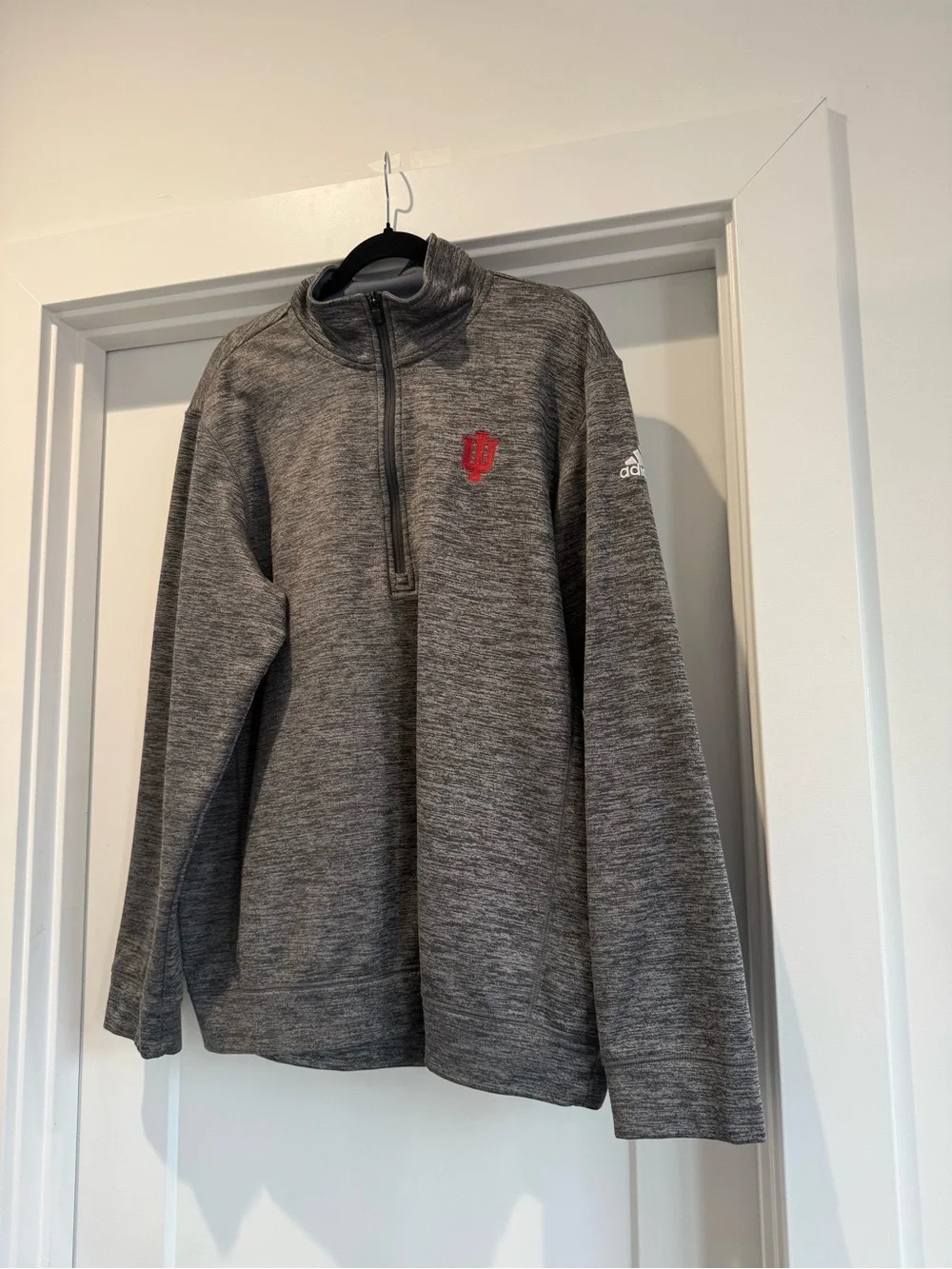 Adidas Men's Gray Quarter-Zip Sweater with Indiana University Logo